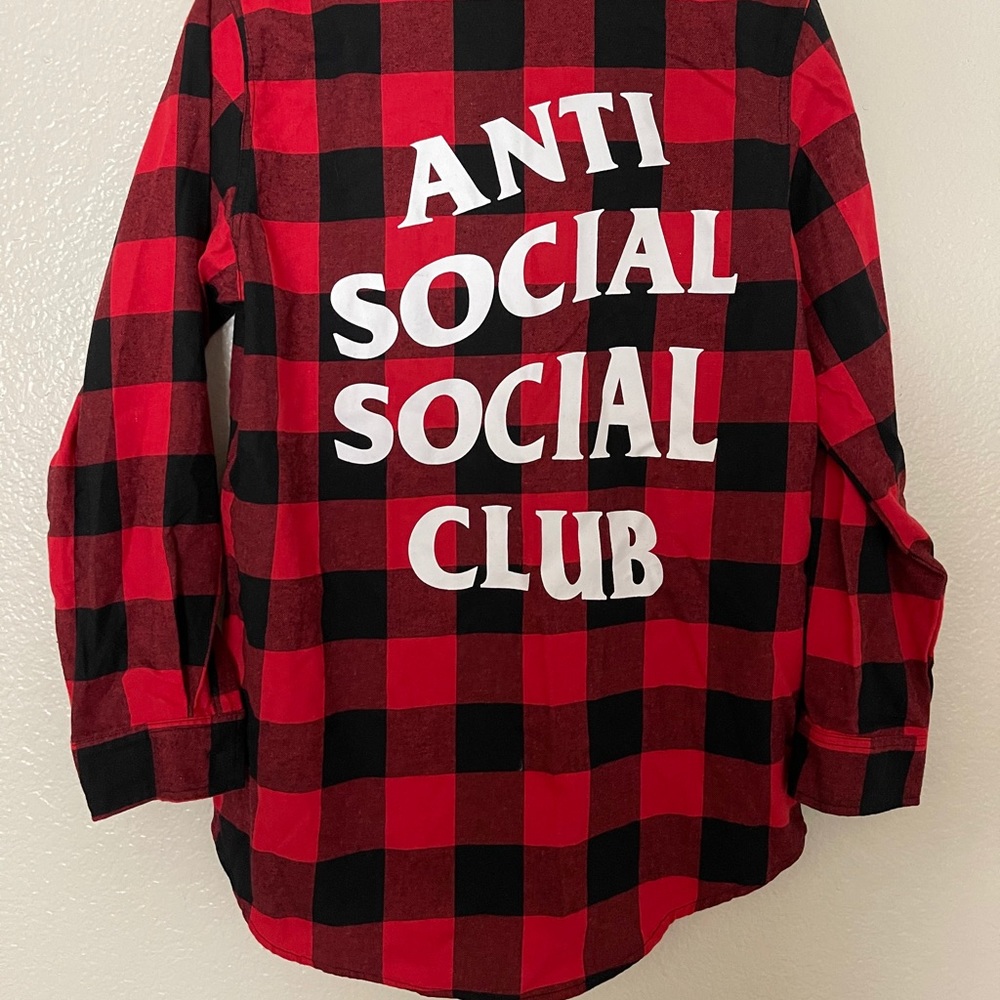 Anti social social club plaid men’s long sleeve
